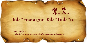 Nürnberger Kálmán névjegykártya