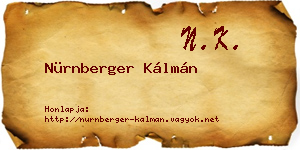 Nürnberger Kálmán névjegykártya